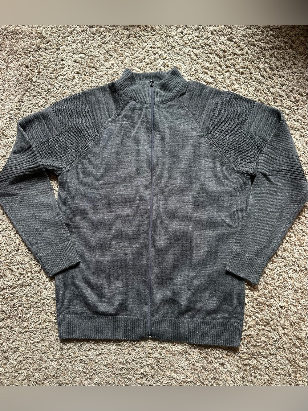 Men’s Studio 84 Zip-Up Sweater; Dark Gray; Size XL